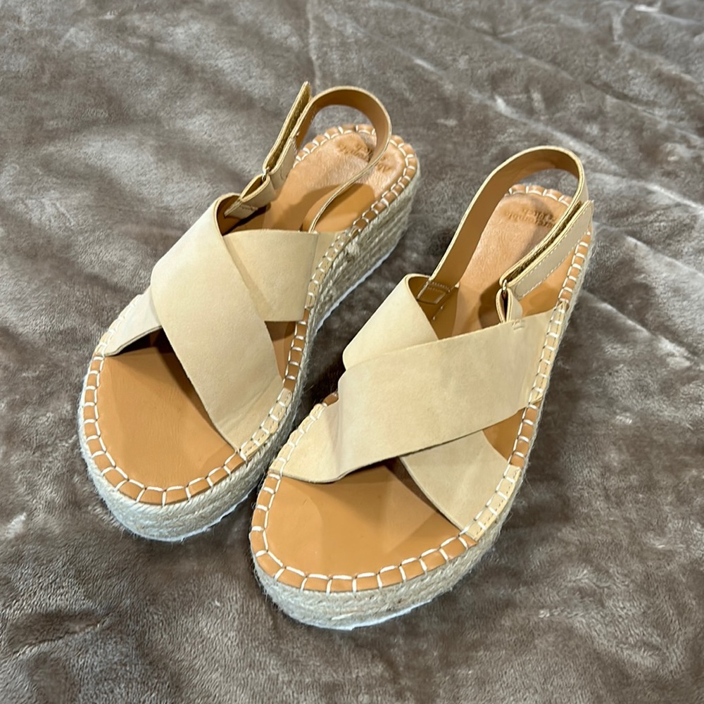 Womens Beige Espadrille Platform Sandals - Stylish Slingback
